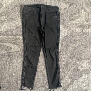 Driftwood Jeans. Size 31 / length 28.  Black. Edge braiding detail.